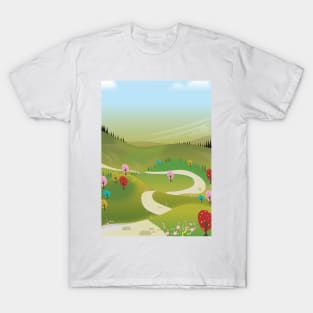 Cartoon road landscape T-Shirt